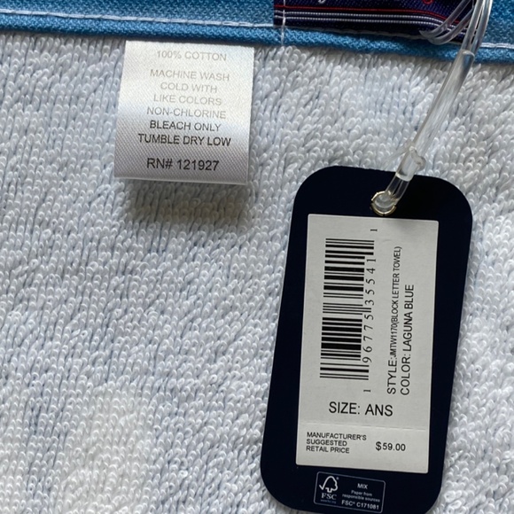 Johnnie-O block letter beach towel blue white - Picture 13 of 13